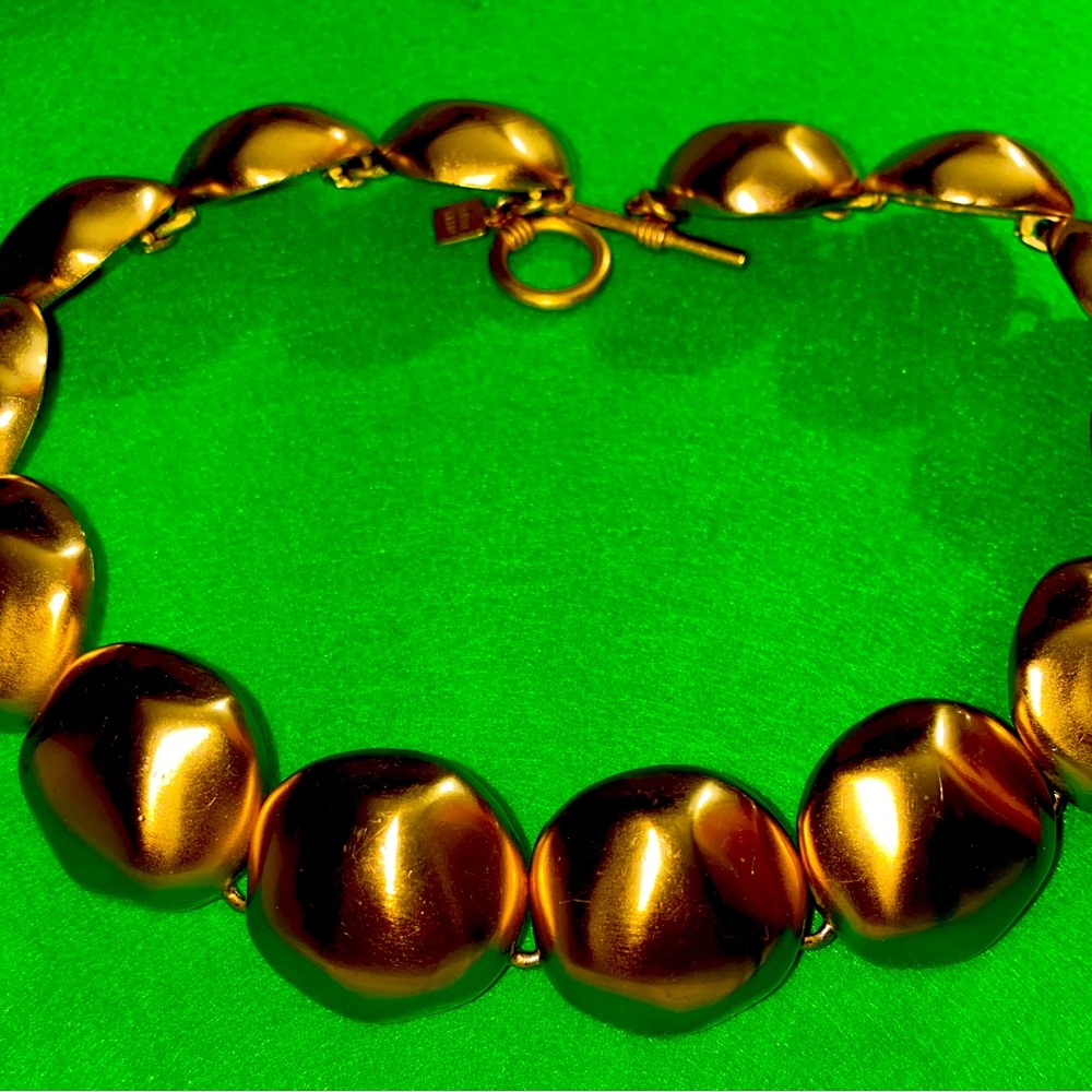 Anne Klein necklace heavy gold ball choker styling very pretty! Estate vintage